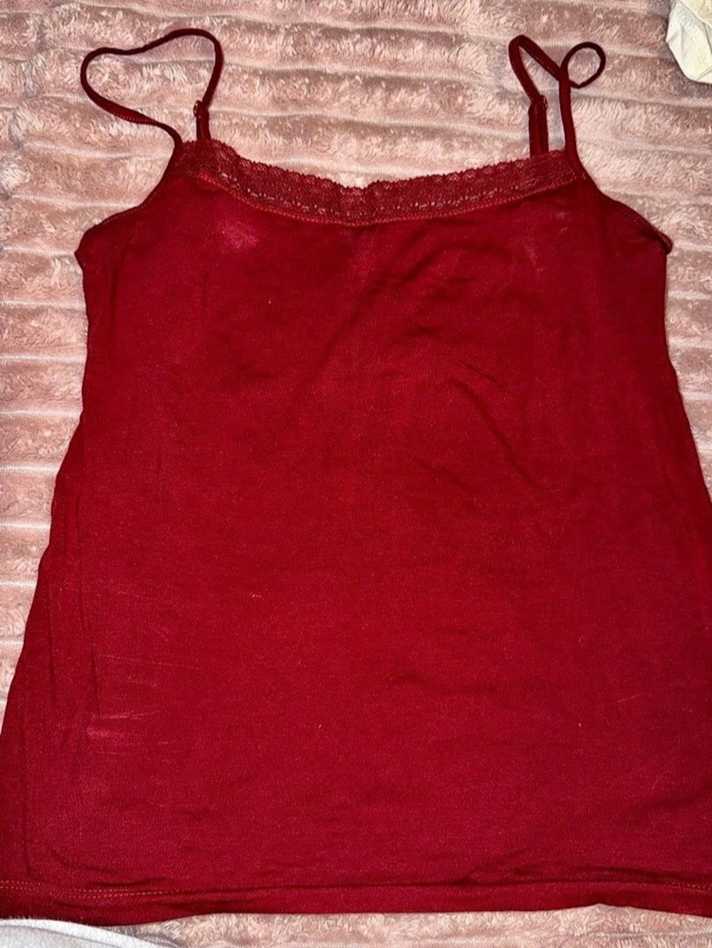 Ann Taylor LOFT Lace Trim Camisole in Red Size XS